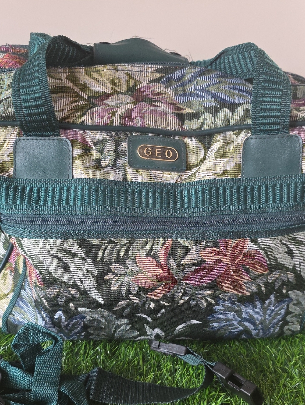 Vintage GEO Tapestry Bag Forest Green